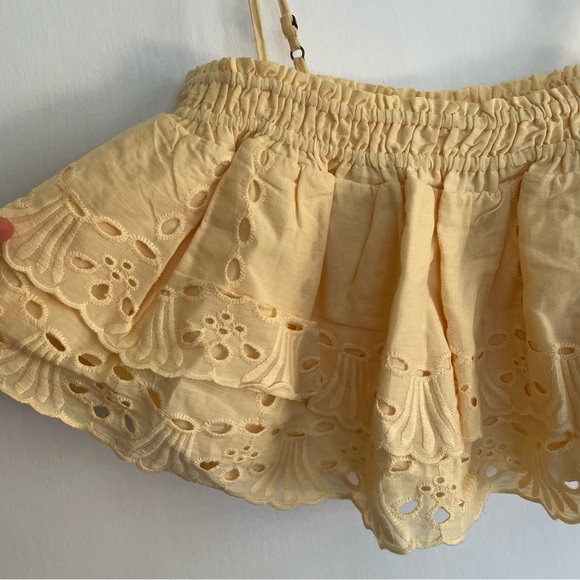 NWT Tularosa Stella Crop Top in Butter Yellow Ruffle Embroidered Smocked XXS - Picture 4 of 11